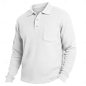 Herre Vaffel poloskjorter Golf poloskjorter Virksomhet Avslappet Knaphul Klassisk Langermet Mote Grunnleggende Helfarge Lomme Høst Vinter Alle årstider Normal Hvit Lyseblå Rød Navyblå Lilla Grønn billige Klassisk poloskjorte for menn-Herre Vaffel poloskjorter Golf poloskjorter Virksomhet Avslappet Knaphul Klassisk Langermet Mote Grunnleggende Helfarge Lomme Høst Vinter Alle årstider Normal Hvit Lyseblå Rød Navyblå Lilla Grønn