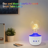 Недорогие Рождественские огни-1 шт. светодиодный ночник в форме луны и звезды G80, перезаряжаемая настольная лампа RGB желтого цвета с регулировкой яркости, декор для комнаты, подарочный светильник в форме луны