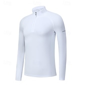 Χαμηλού Κόστους T-shirts και αμάνικα μπλουζάκια για τρέξιμο-Ανδρικά Μονόχρωμο Tricou de Alergat Πουκάμισο γυμναστικής Αθλητική κορυφή Φθινόπωρο / Χειμώνας Τρίμηνο φερμουάρ Μακρυμάνικο Ένδυση γυμναστικής και άθλησης Moale Αναπνέει