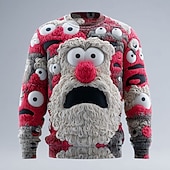 cheap Ugly Sweaters-Ugly Christmas Sweater Men's Cartoon Santa Claus Print Pullover Sweater Jumper Knitwear Crewneck Casual Vacation Daily Knitting Keep Warm Long Sleeve Spring Fall Winter Lake blue Red Blue