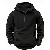 abordables sudaderas basicas hombre-Hombre Sudadera Sudadera con capucha y cremallera de un cuarto Negro Vino Verde Ejército Azul Marino Caqui Con Capucha Plano Bolsillo Media Cremallera Deporte Diario Festivos Poliéster Ropa de calle