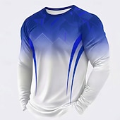 preiswerte 3D-T-Shirts-Herren Linie T Shirt Langarm T-Shirt 3D-Druck Rundhalsausschnitt Hemd Sport Täglich Fitnessstudio Straße Date Blau Rote Purpur Sommer Frühling Herbst Bekleidung S M L XL XXL XXXL