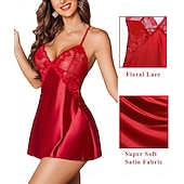 baratos Presentes-Camisola Babydoll Lingerie Vestido de Malha e Renda Roupa Noturna Fancy para Adultos Novo Ano Festa de Casa Presente de Dia dos Namorados para Ela