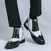 billiga Klädskor-Herrskor i svart och vitt med wingtip-mönster i oxford-modell, tvåfärgade formella klänningar för Gatsby-fester, scenframträdanden och kontorskläder