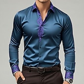 economico Camicia in Raso da Uomo-Per uomo Stampa Floreale Etnico Fiori Camicia Camicia in raso Camicia elegante Manica Lunga Vintage Retrò Vacanza Abbigliamento Quotidiano Estate Primavera Autunno Collo ripiegato Stampa 3D Camicie