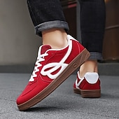 abordables Baskets-Homme Chaussures Décontractées Marche Occasionnel Daim Toile Confortable Antidérapant Respirant Mocassin Rouge Bleu Beige