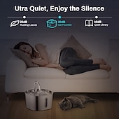お買い得  クリーニング用品-2.2l/74オンスの猫用自動給水器、ステンレススチール、USB電源、超静音動作、窓付き、猫や小型犬に最適、家庭/オフィスの装飾に最適なモダンなメタリックデザイン