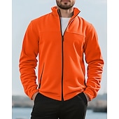 billige Basic gensere-Herre Genser Fleecegenser Genser med full glidelås Aprikos Svart Lilla Oransje lysegrå Opprett krage عادي Ta igjen glidelåsen Lomme Sport &amp; Utendørs Daglig Ferie Polyester Gatemote Grunnleggende