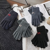 billige Skjerf og hansker til herrer-Herre 1 par Fingerspisser Vinterhansker Strikkede hansker Fingerløse hansker Mote Moderne Hansker Hold Varm Strikking Fleece عادي Høst Svart Navyblå Blå Grå