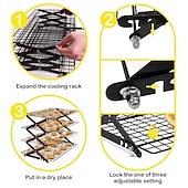 זול מתלי אחסון-מדף קירור מתקפל משודרג בן 3/4 קומות עם עיצוב מתכוונן של 3 מצבים, ניתן לערום, צלייה, בישול וייבוש, מדף קירור תיל לאפייה, עוגיות, עוגה, צלייה וצלייה על האש