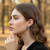 voordelige Damesoorbellen-Boho zilveren creolen met turquoise edelsteen – vintage tribale sieraden voor vrouwen