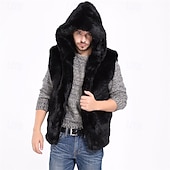 baratos Gilets-Homens Colete de camurça sintética Colete Gilet Ao ar livre Diário Moda Casual Outono Inverno Bolsos Jeans Manter Quente Confortável Tecido Zíper Com Capuz Normal Preto Amarelo Colete