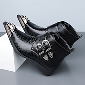 halpa Miesten joulukengät-Punaiset keinonahkaiset krokotiilikuvioiset miesten kengät, joissa kaksoissolki – ylelliset juhlakengät joulujuhliin ja tyylikkäisiin iltatilaisuuksiin