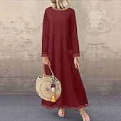 economico Felpe ed abiti sportivi-Per donna Abito Midi Abito con Cappuccio Vestito Casual Moderno Vacanza Uscire Vestibilità regolare Semplice Manica Lunga Girocollo Nero Verde militare Rosso Viola Autunno Inverno