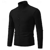 economico maglione pullover da uomo-Per uomo Felpa Maglione A Coste Maglia Top Regolari 2 in 1 Lavorato a maglia Semplice Dolcevita Maglieria Contemporaneo Casuale Abbigliamento quotidiano Abbigliamento Primavera Autunno Nero Borgogna