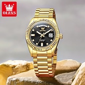 Недорогие Механические часы-OLEVS Мужские механические часы Роскошная мода Камни бизнес Светящийся календарь Водонепроницаемые часы на стальном ремешке