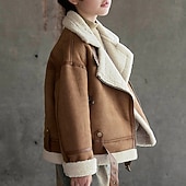 preiswerte Jungen Lederjacken-Kinder Jungen Jacke aus Wildlederimitat Fleecejacke Jacke Oberbekleidung Einfach Langarm Reißverschluss warm halten Winddicht Mantel Täglich Mode Lässig Kamel Braun Herbst Winter 4-12 Jahre