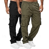 economico Pantaloni cargo-Per uomo Pantaloni Cargo Pantaloni da escursionismo Elastico in vita Multi-tasche Semplice Traspirante Lunghezza intera All'aperto Casuale Quotidiano Stile Etnico Stile Classico Verde+Cachi Blu+Cachi