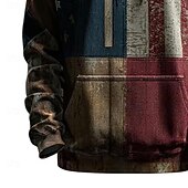 economico Motivo della Bandiera-Per uomo Croce Bandiera Americana Felpa con Cappuccio Moda Quotidiano Casual Manica Lunga Con Cappuccio Abbigliamento casual alla moda Vacanza Feste Festival Blu Stampa Autunno Inverno progettista S
