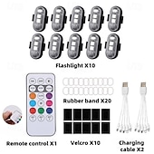 ieftine Lumini decorative-Lumini stroboscopice wireless cu telecomandă pentru motocicletă și mașină, LED-uri, 8 culori, anti-coliziune, încărcare USB, impermeabile, lumini de avertizare de urgență interioare pentru camion,