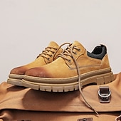 economico Scarpe Casual con Lacci-scarpe da ginnastica casual da uomo in similpelle color cuoio – design alla moda con lacci e suola in gomma resistente, perfette per l'abbigliamento casual e le uscite quotidiane