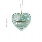 cheap Ornaments-Handmade Heart-Shaped Sea Glass Family Ornament, Timeless Heart Keepsake Pendant with with Inspirational Quotes, Sea Glass Wall Art &amp; Decor for Christmas Tree Home Garden Party Supplies