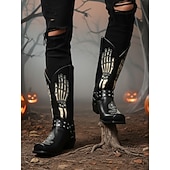 Herren Stiefel Motorradstiefel Retro Halloween Spaziergang Punk Vintage Täglich Party & Abend PU Leder Bequem Rutschfest Warm Mittelstiefel Slipper Schwarz Frühling Herbst Winter preiswerte Reitstiefel-Herren Stiefel Motorradstiefel Retro Halloween Spaziergang Punk Vintage Täglich Party & Abend PU Leder Bequem Rutschfest Warm Mittelstiefel Slipper Schwarz Frühling Herbst Winter