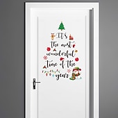 levne Samolepky na zeď-Vánoční samolepka na zeď, zimní vánoční stromeček, jedle a dárkový design, odnímatelná samolepka na zeď, slavnostní prázdninové pozadí, dekorace do obývacího pokoje, ložnice, kanceláře, párty, bytové