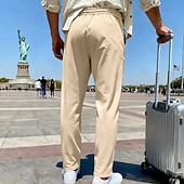 economico Gamba Dritta-Per uomo Pantaloni da tuta Pantaloni Pantaloni della tuta a gamba dritta Coulisse Tasca Elastico in vita Semplice Comodità Sport all'Aperto Quotidiano Moda Casual Verde militare Nero Micro-elastico