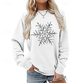 halpa Huppari &amp; Collegepaita-joulu Naisten Pusero Vapaa-ajan topit Pitkähihainen Topit Urheilu- ja treenivaatteet Kuvitettu Puuvilla Pehmeä Juhla Loma Urheiluasut Urheiluvaatteet Musta Valkoinen Keltainen