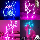 tanie Dekoracyjne światła-Bar piękno LED neon dekoracja ścienna seksowna dziewczyna nastrojowe światło zasilanie USB ściemnialna ozdoba na biurko dekoracja świetlna rekwizyty