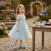 preiswerte Prinzessinnenschuhe für Kinder-Glitzernde Mary-Jane-Schuhe für Mädchen mit Schleife und Kristallverzierungen – verstellbarer Riemen, in Rosa und Blau erhältlich