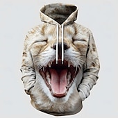 economico Stampa animale-Per uomo Animale 3D Scoiattolo Felpa con Cappuccio Felpa Esagerato Cool Festa Manica Lunga Girocollo All'aperto Abbigliamento casual alla moda Club Bianco 1 Bianco 2 Bianco 3 Coulisse Autunno Inverno