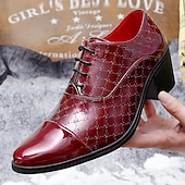 abordables Zapatos Oxford-Zapatos de vestir para hombre de piel sintética roja con detalle de tachuelas: elegantes zapatos de fiesta de Navidad para hombre.