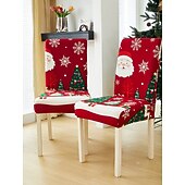 cheap Dining Chair Cover-1/2/4PC/6PC Christmas Milk Silk Printed Chair Cover – Decorative, Anti-Slip &amp; Dustproof Slipcover, Soft Stretch Fabric for All Seasons