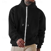 cheap Fleece Hoodie-Men's Hoodie Full Zip Hoodie Pullover Hoodie Sweatshirt Fleece Hoodie Wine Red Hooded Plain Zipper Casual Daily Sports &amp; Outdoor Streetwear Cool Sportswear All Seasons Clothing Apparel Hoodies