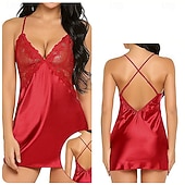 baratos Presentes-Camisola Babydoll Lingerie Vestido de Malha e Renda Roupa Noturna Fancy para Adultos Novo Ano Festa de Casa Presente de Dia dos Namorados para Ela