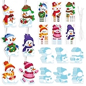 levne Event &amp; Party Supplies-Sada 24 vánočních samolepek s perníkem, Santou a elfy &amp;sob - zářivé DIY vánoční ozdoby na stromeček, přání &amp;dárková dekorace, opakovaně použitelné lesklé ozdoby na jedno použití pro dětské tvoření