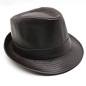 voordelige Herenhoeden-Voor heren Zonnehoed Feesthoed Zwart Bruin PU-nahka Modieus Casual Straat Dagelijks Effen Verstelbaar Ademend