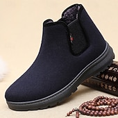 abordables Bottes d'hiver et de neige-bottines homme bleu marine à enfiler – doublure en fausse laine douce pour plus de chaleur et de confort, parfaites pour les sorties hivernales et les tenues décontractées