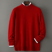 preiswerte Wollpullover für Herren-Hochwertiger Herrenpullover aus reiner Wolle und Kaschmir mit Rundhalsausschnitt, klassischer Strickpullover, weich, warm und atmungsaktiv.