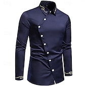 preiswerte Freizeithemden für Herren-Herren Hemd Freizeithemd Knopfhemd Designerhemd Besticktes Hemd Schwarz Weiß Rote Marineblau Langarm Einfach Kragen Urlaub Lässig Bestickt Bekleidung Polyester Mode Modern Lässig