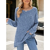 halpa Naisten Yksinkertaiset Paidat-Naisten Pusero Yhtenäinen väri Tyylikäs Vapaa-aika Pitkähihainen Tiukka pyöreä kaula-aukko Tavalliset topit Päivittäin Rypytetty Ruohonvihreä Musta Punastuvan vaaleanpunainen Viini Sininen Kevät