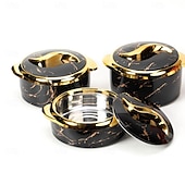 baratos Conjunto de Cozinha-Conjunto de aquecedor de alimentos Touch, 3 peças, caçarola térmica com tampas, recipiente isolado em aço inoxidável para alimentos quentes/frios, utensílio de cozinha antiaderente, revestimento