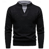 tanie suéter de los hombres-Men's Sweater Pullover Sweater Jumper Ribbed Knit Regular Tops 2 in 1 Knitted Plain High Neck Knitwear Contemporary Casual Daily Wear Clothing Apparel Fall &amp; Winter Black Light Grey M L XL