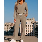 cheap Tracksuits-Women's Tracksuit Sweatpants Sportswear Solid Colored Clothing Suit Fall Black White Outdoor Travel Sports High Waist Long Sleeve Sport Activewear Micro-elastic Regular Fit