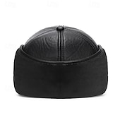 halpa Miesten pesäpallolippis-Miesten Korvaläppähattu Talvihattu Talvihatut Talven lämmin lippalakki Talvi baseball-lippis korvaläpäillä Musta Harmaa PU Fleece Muoti Moderni nykyaikainen Arki-asut Deitti Yksivärinen / yksivärinen