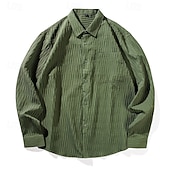 baratos camisa de botão masculina-Homens Camisa Social Camisa casual camisa de praia camisa de botão Camisa de algodão Preto Branco Verde Manga Longa Côr Sólida Tecido Aberto para a Lateral Férias Casual Bolsos Roupa Moda Moderna
