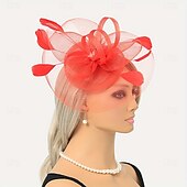 billige Fascinatorer-fascinators Fjær Fedora Bryllup Aftenselskap Te Fest Kentucky Derby Hesteløp Elegant Årgang søt stil Med Fjær Hodeplagg Hodeplagg