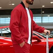 baratos Jaquetas Casuais-Homens jaqueta leve Jaqueta casual Férias Diário Respirável Bolsos Primavera Outono Bloco de cor Moda Clássico Colarinho Chinês Padrão Preto Amarelo Vermelho Azul Marinha Azul Royal Casaco